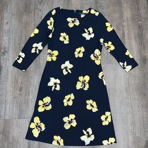 🎹Tommy Hilfiger Navy/Yellow Flower Dress 3/4" sleeves size 2